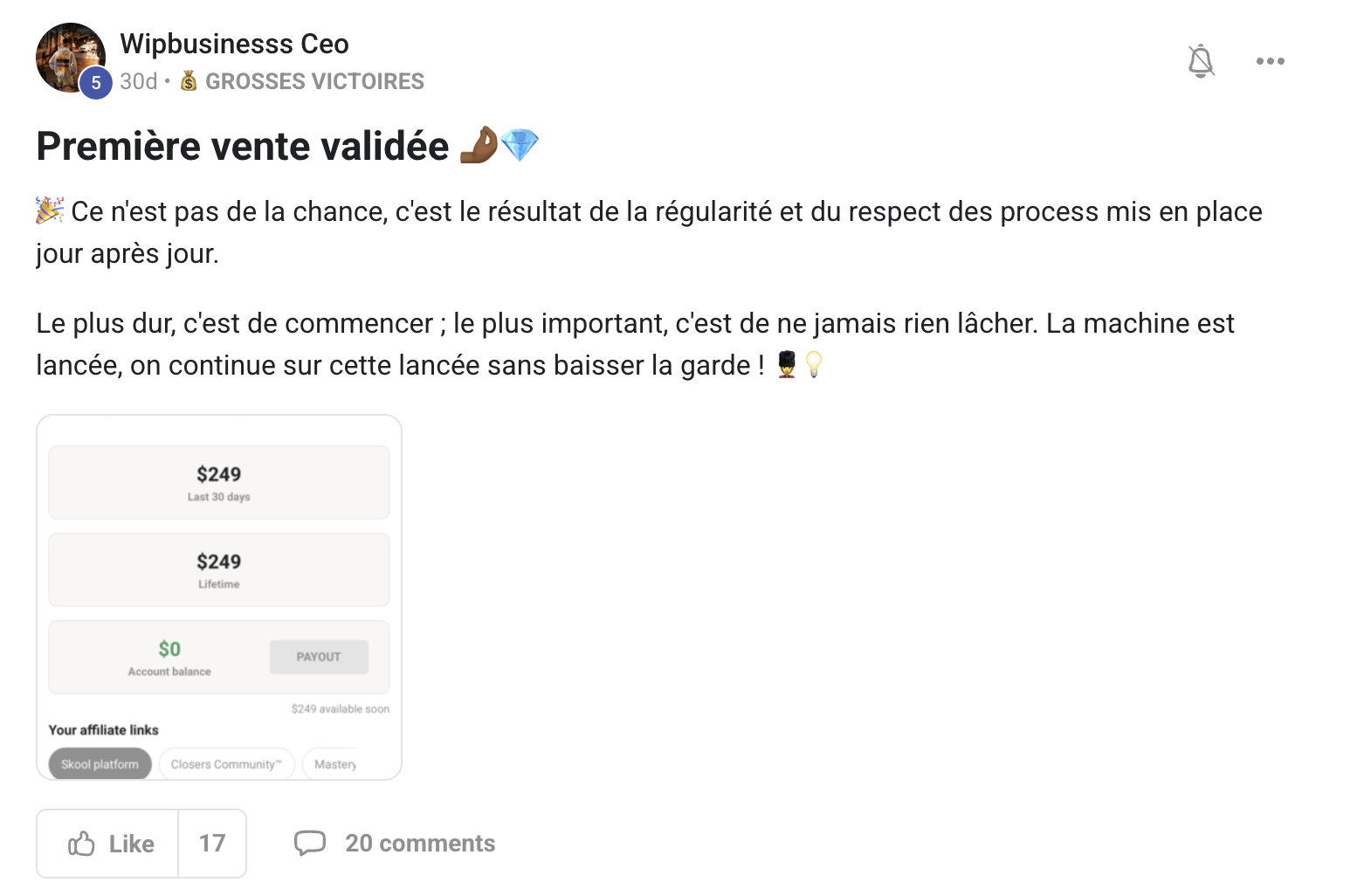 Wipbusinesss Ceo - Premiere vente 249 dollars - Grosse Victoire Digital Circle